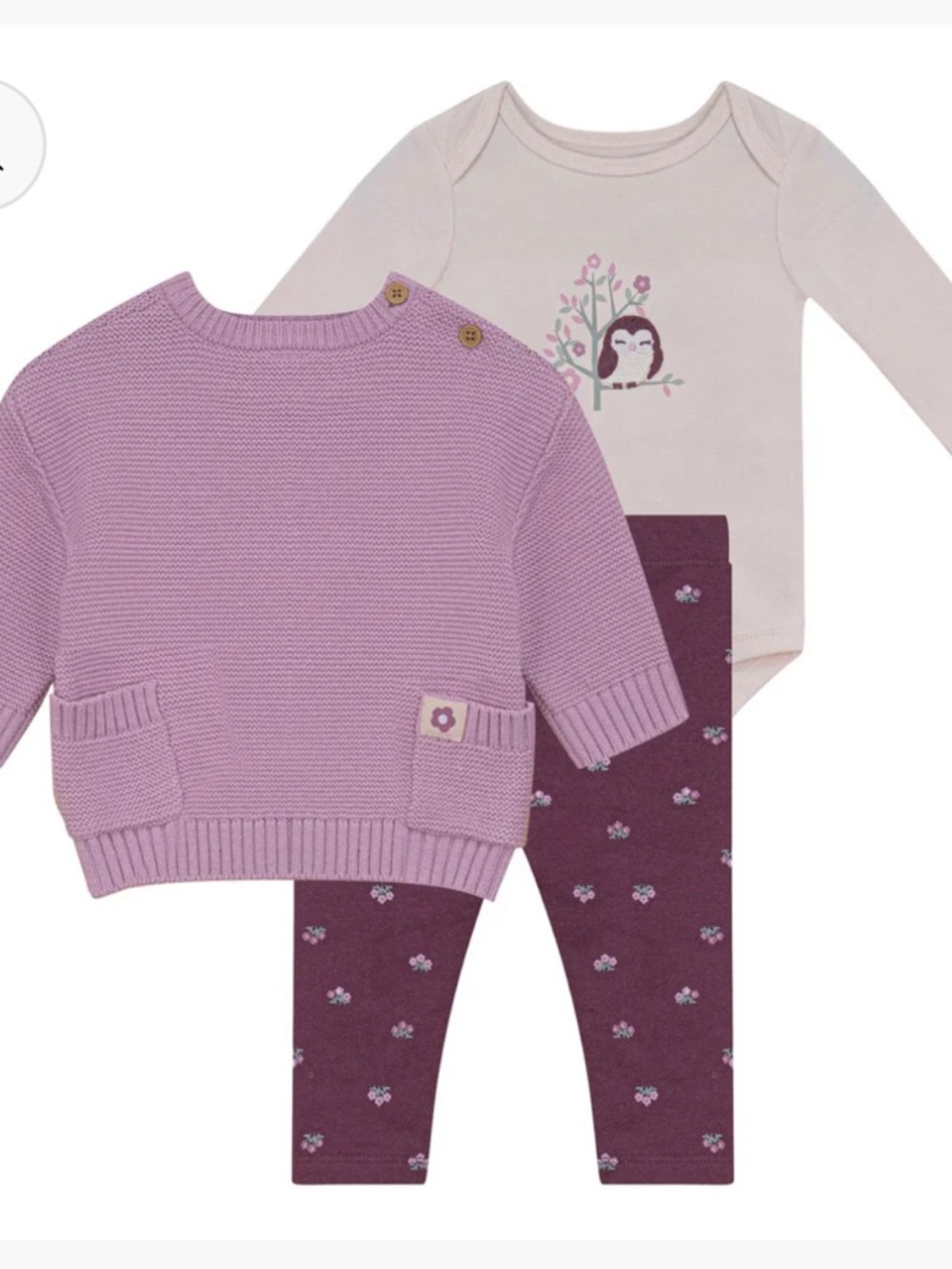 3-Piece Girls' Knit Sweater Set in Lavender and Plum